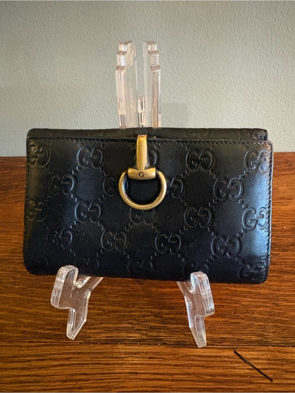 Vintage Gucci Guccissima Black Leather Horsebit Continental Wallet